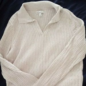 Ribbed, collared V-Neck sweater, size L